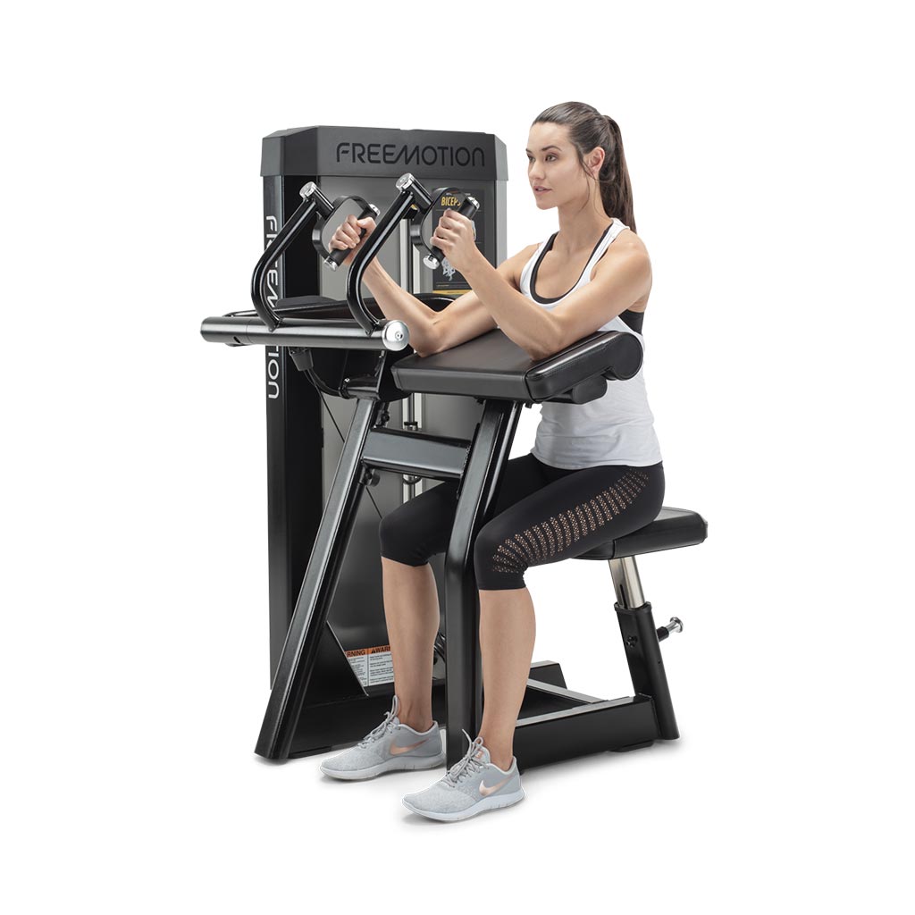 Freemotion Epic Selectorized -Biceps Curl, bicep curl exercises, workout with bicep curl, freemotion epic selectorized, buy gym equipment in London, fitness.
