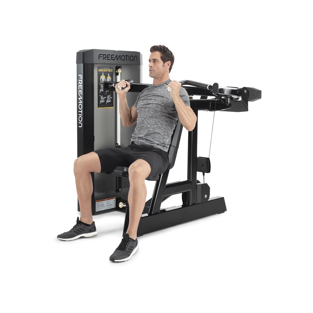 Freemotion Epic Selectorized -Shoulder Press, buy shoulder press, buy fitness equipment in london, gym design, home gym, exercises for shoulders.