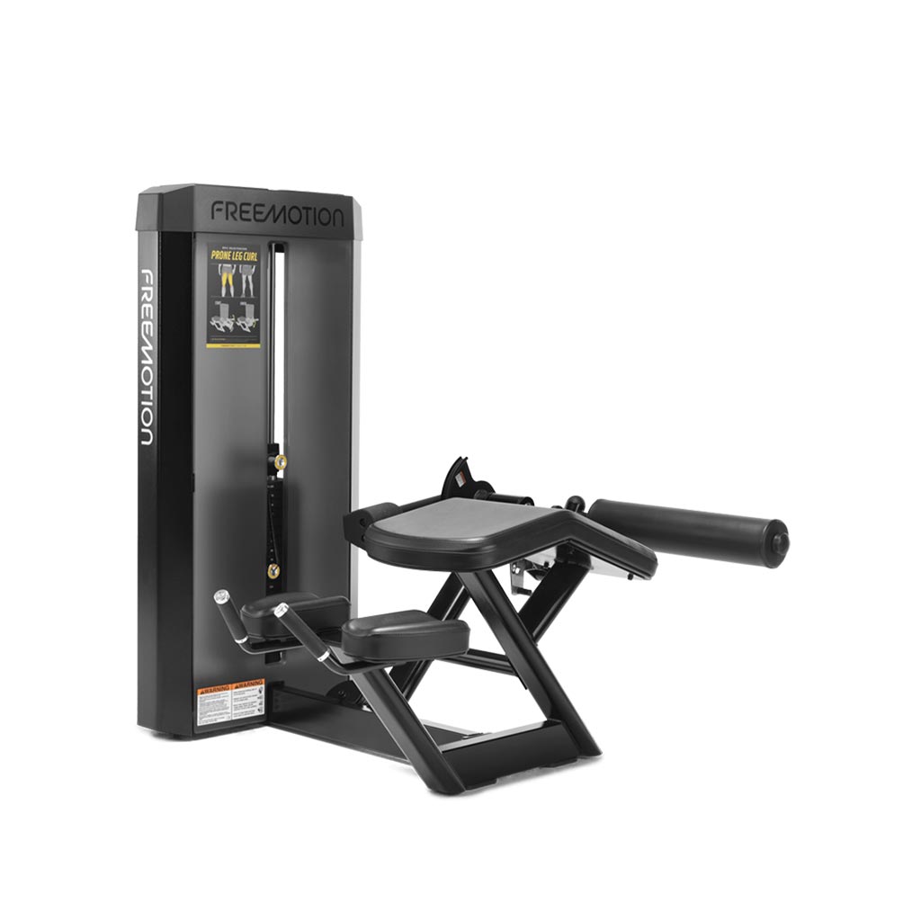 Freemotion Epic Selectorized -Prone Leg Curl, glute workouts, leg workouts, gym fitness equipment, exercises at the gym, workout, exercises with prone leg curl.