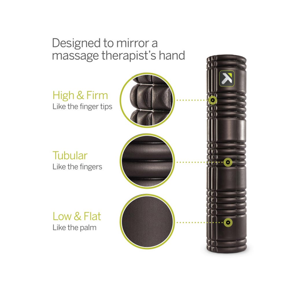 TriggerPoint GRID Foam Roller, Massage therapy tools, hand rollers, massage tool, The black grid, buy massage roller, black massage roller, recovery for everybody.