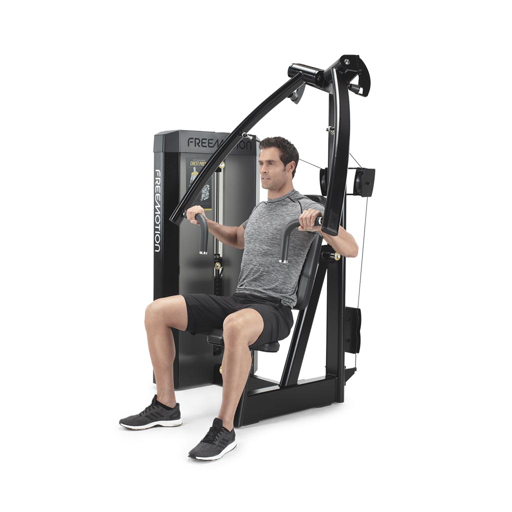 Freemotion Epic Selectorized -Chest Press, chest press exercises, workout with chest press, buy fitness equipment, gym equipment, workout at gome, arm exercises.