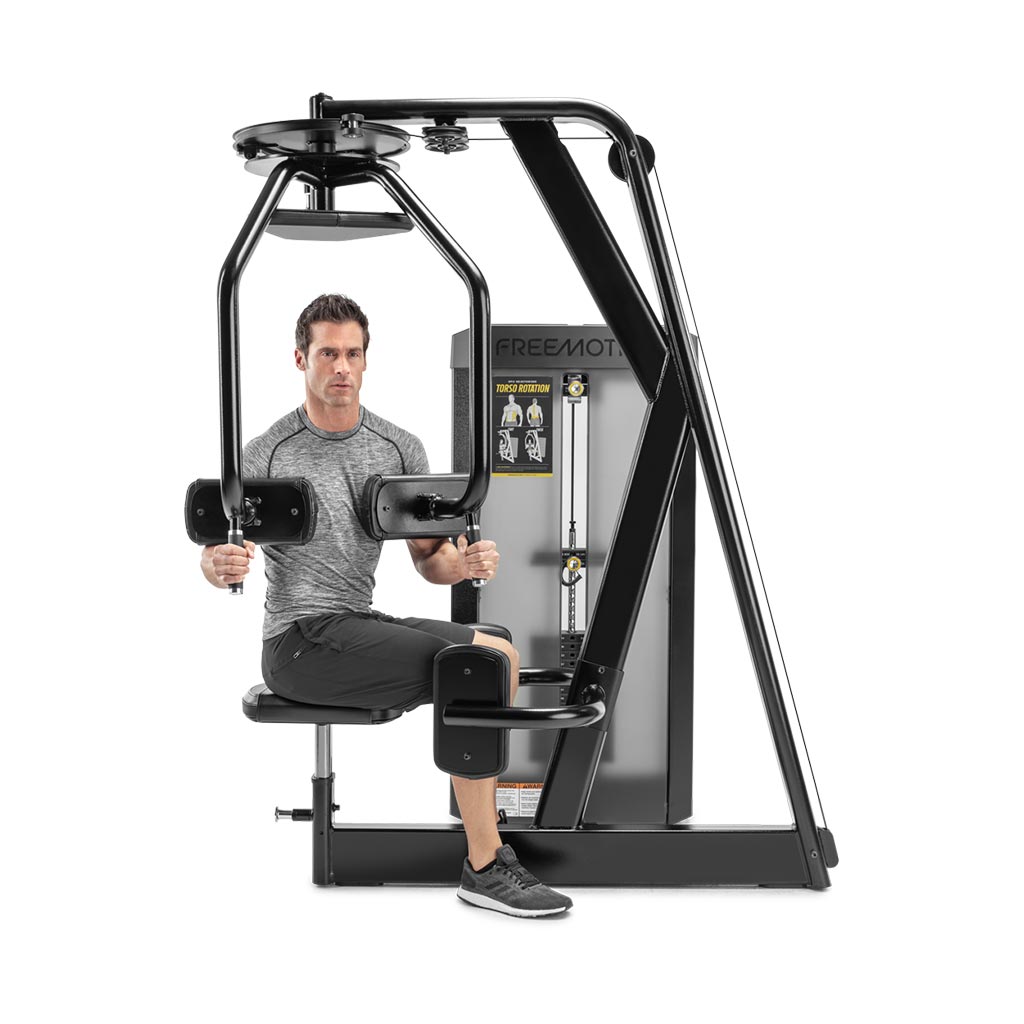 Freemotion Epic Selectorized - Torso Rotation, exercises with freemotion epic selectorized, gym equipment, strenght equipment, buy gym equipment in london, torso exercises, ab exercises.