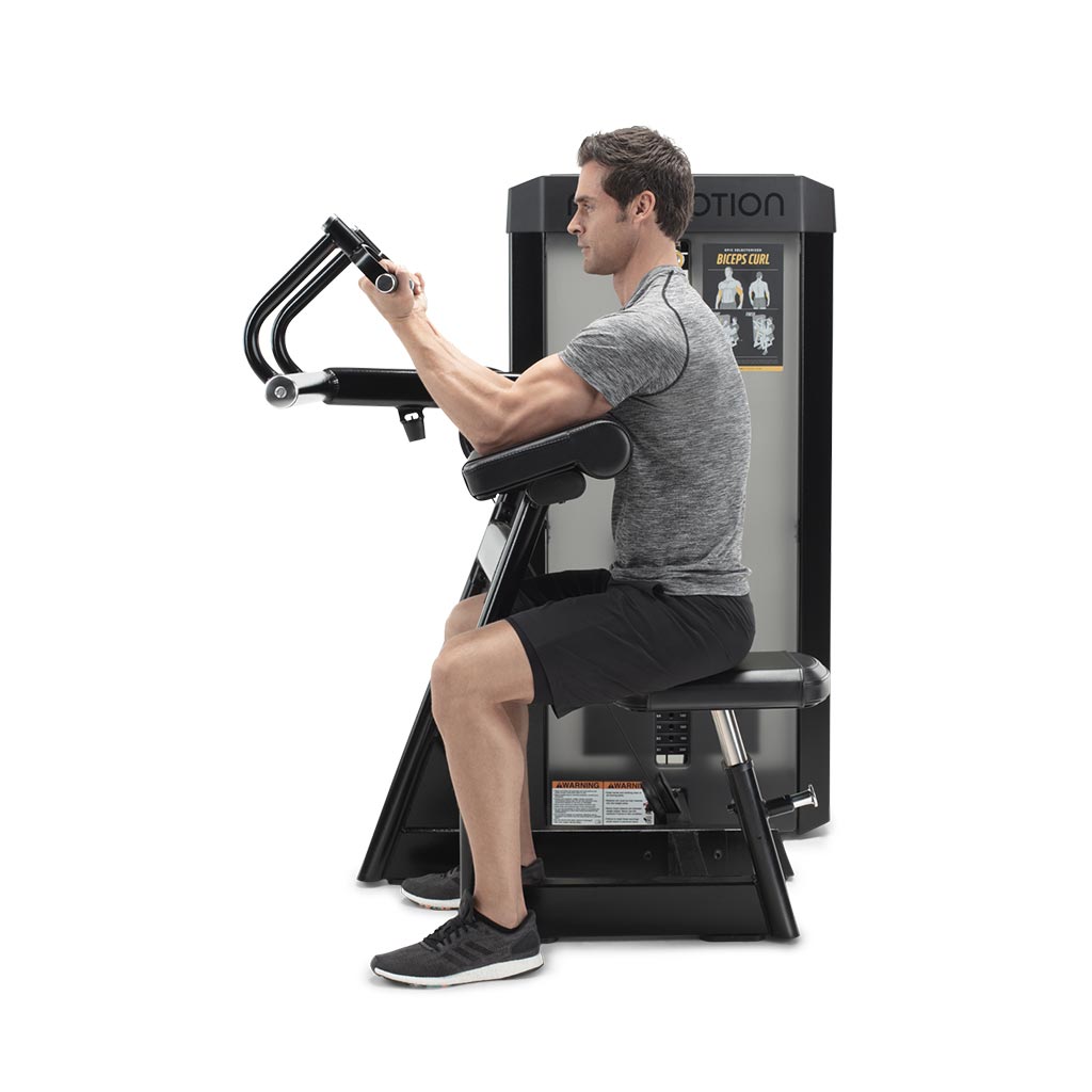 Freemotion Epic Selectorized -Biceps Curl, bicep curl exercises, workout with bicep curl, freemotion epic selectorized, buy gym equipment in London, fitness.