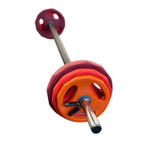 Studio Body Pump Set, rubber bar, 30kg body pump set, cardio pump set, orange rubber barbell pump set, weight training, Buy Barbell set UK, Rubber barbell london, Rubber barbell pump set buy london, buy rubber barbell, 1.5kg barbell set, 2.5kg discs barbell set, 5kg discs barbell set, gym equipment, weights for training.