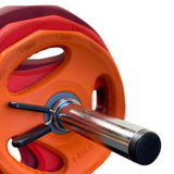 Studio Body Pump Set, rubber bar, 30kg body pump set, cardio pump set, orange rubber barbell pump set, weight training, Buy Barbell set UK, Rubber barbell london, Rubber barbell pump set buy london, buy rubber barbell, 1.5kg barbell set, 2.5kg discs barbell set, 5kg discs barbell set, gym equipment, weights for training, specs barbell set.