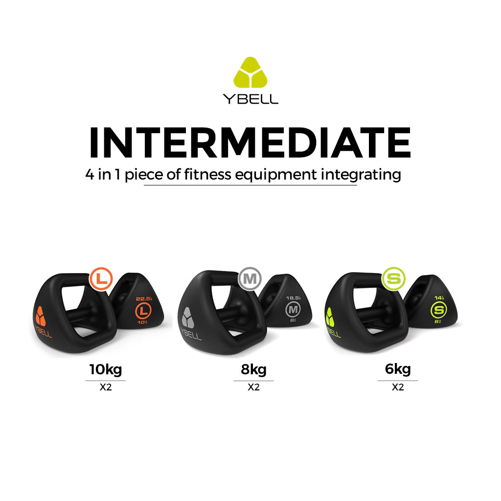Ybell Fitness, Ybell M, Ybell 12kg, Ybell Fitness, Ybell exercises, workout with Ybell, Weights, home gym, gym equipment, dumbbell, kettlebell, exercises with ybell, workout with dumbbell, home gym equipment., Ybell Advanced Kit, 4 in 1, 10kg Dumbbell, 8kg dumbbell, 6kg dumbbell, ybell 10kg, ybell 8kg, ybell 6kg.