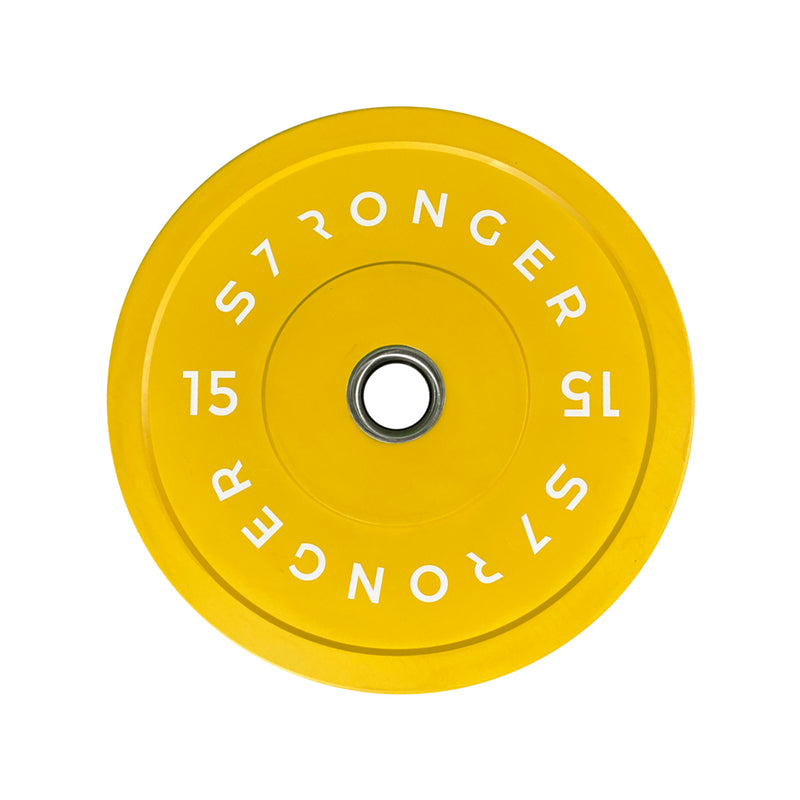S7R Bumber Plates, Bumper plates, single bumper plates, buy fitness plates, bumper plates UK, workouts with a barbell set, 15kg bumper plate, buy 15kg bumper plate UK, yellow bumper plate