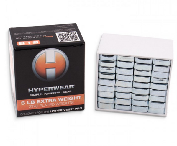 hyperwear weighted vest extra weights booster pack. Hypervest 5lb extra weight pack designed for the hyper vest PRO and Elite. Weighted vest zinc plated weights to boost your workouts